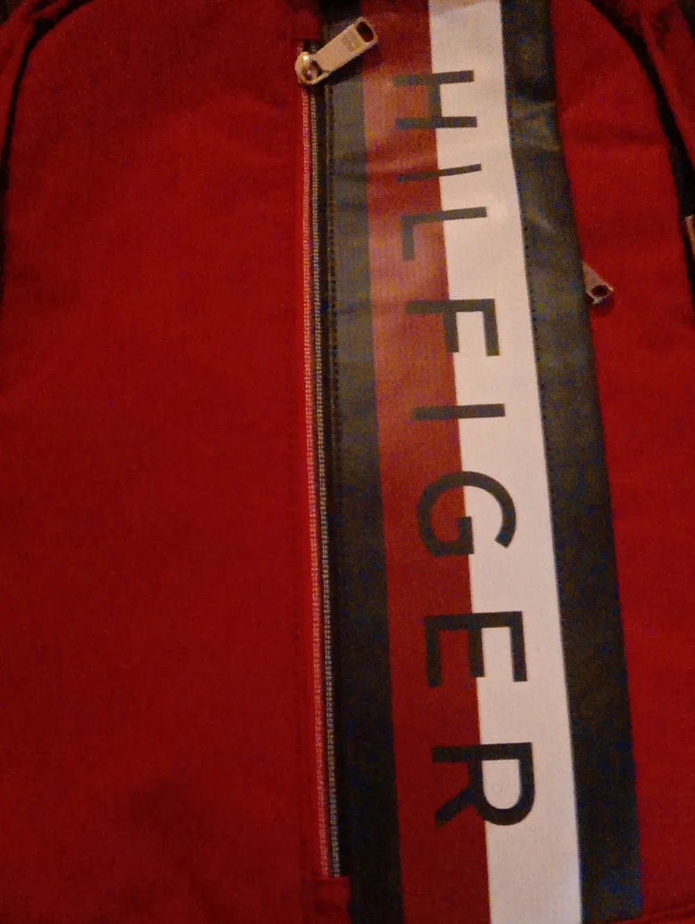 Tommy Hilfiger Red Men's Backpack with Signature Stripe